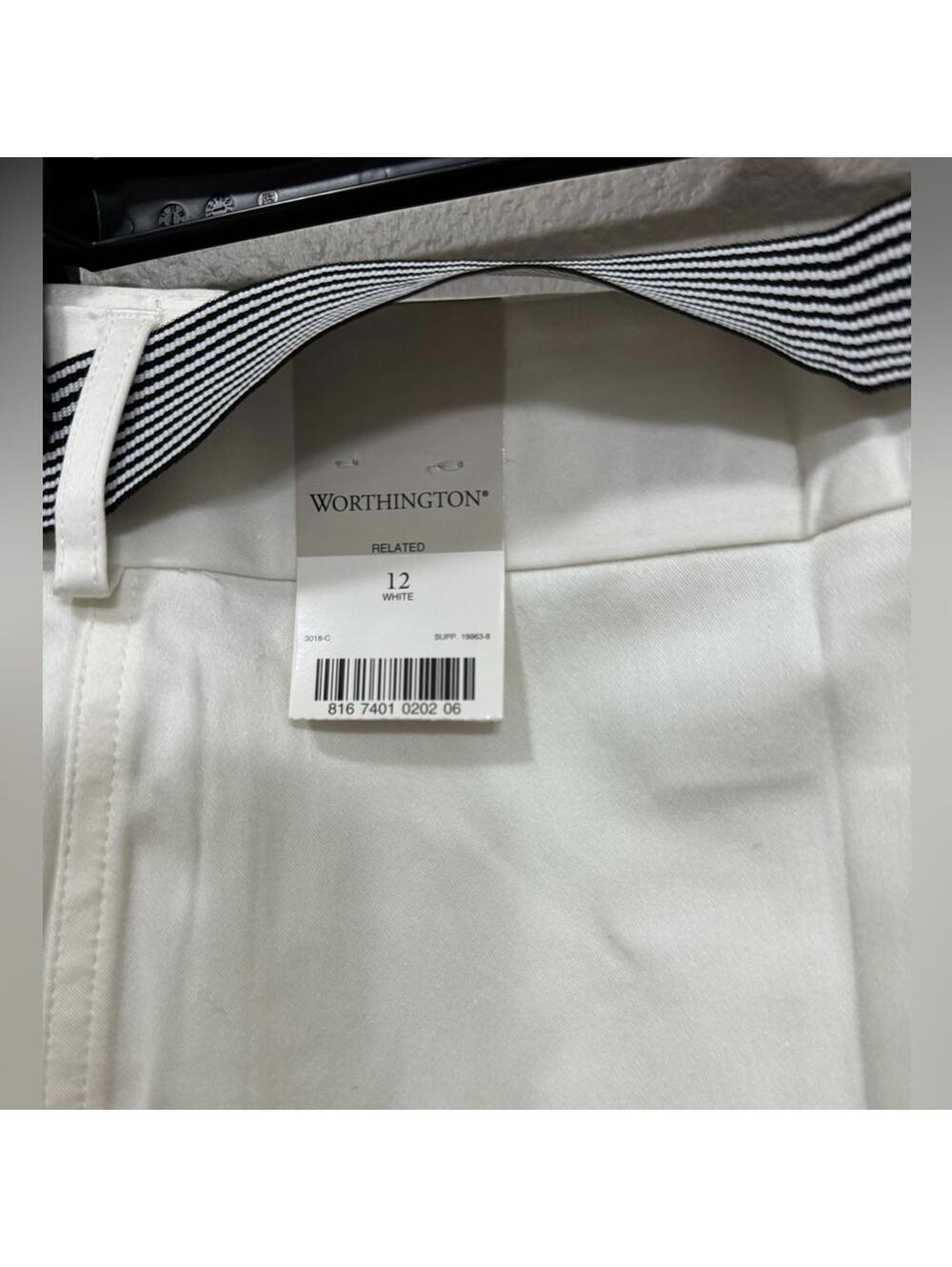 NWT Vintage Worthington Striped Belted Skirt Size 12 White Summer Nautical - Picture 5 of 5